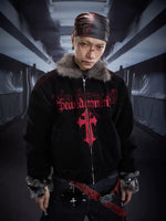 Gothic Embroidered Fur Collar Winter Jacket 1