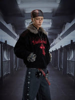 Gothic Embroidered Fur Collar Winter Jacket 3