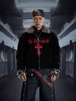 6151054922421,6151054922422,6151054922423, Gothic Embroidered Fur Collar Winter Jacket