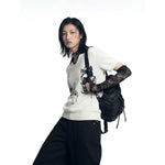6241689242112,6241689242113,6241689242114,6241689242115, Gothic Print V-Neck Knit T-Shirt