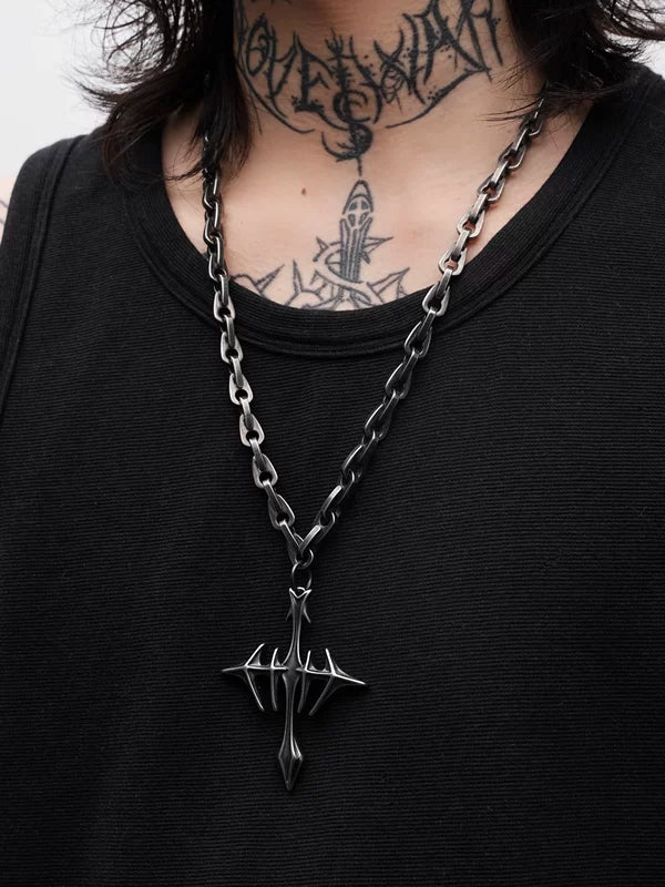 Gothic Punk Cross Chain Necklace 3