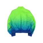 Gradient Embossed Logo Leather Bomber Jacket 1