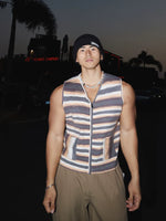 Gradient Knit V-Neck Zipper Vest 4