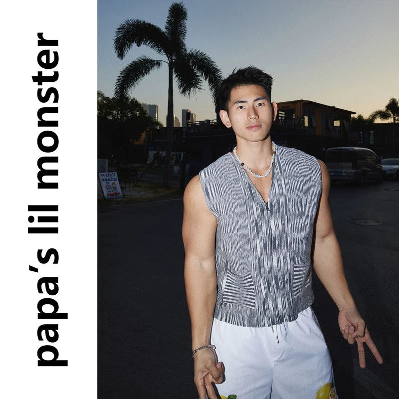 6196079387831,6196079387832,6196079387833, Gradient Knit V-Neck Zipper Vest