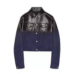 Gradient Lambskin Suede Short Leather Jacket 1