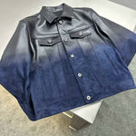 Gradient Lambskin Suede Short Leather Jacket 3