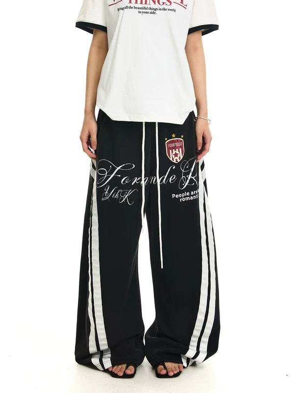Gradient Letter Print Wide-Leg Sweatpants 2