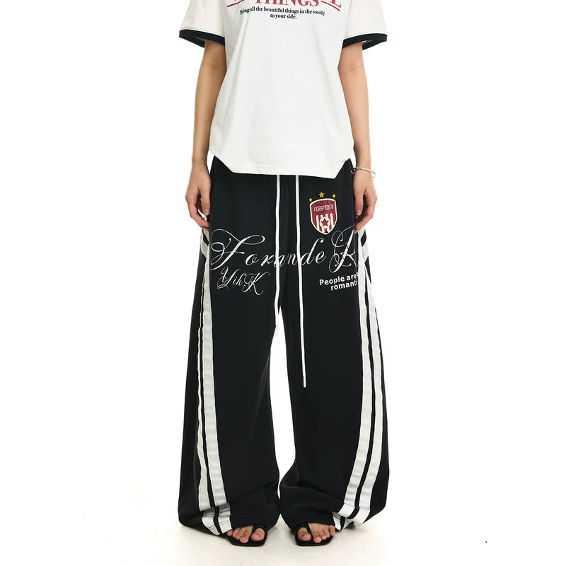 6257248119387,6257248119388,6257248119389,6257248119390, Gradient Letter Print Wide-Leg Sweatpants