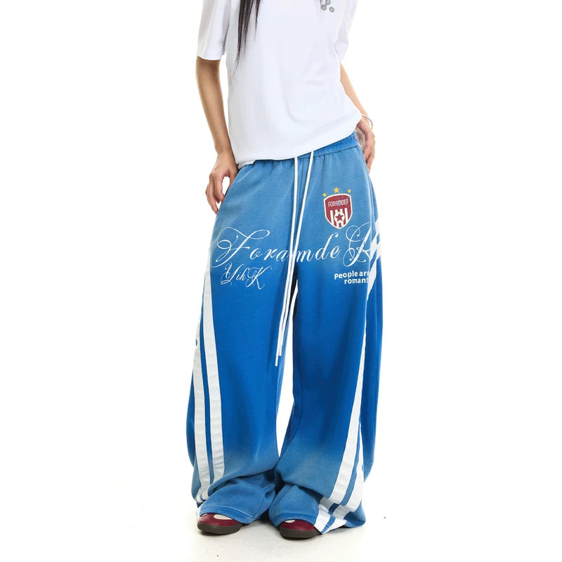 6257248119391,6257248119392,6257248119393,6257248119394, Gradient Letter Print Wide-Leg Sweatpants