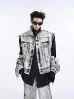 Graffiti Denim Jacket with Detachable Sleeves 3