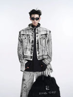 Graffiti Denim Jacket with Detachable Sleeves 4