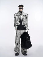 Graffiti Denim Jacket with Detachable Sleeves 5