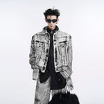 5449453322202,5449453322203,5449453322204,5449453322205, Graffiti Denim Jacket with Detachable Sleeves