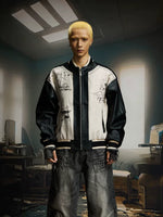 Graffiti Patchwork PU Baseball Jacket 2