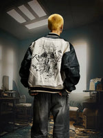 Graffiti Patchwork PU Baseball Jacket 3