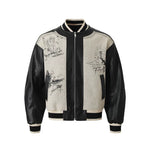 5950705681504,5950705681505,5950705681506,5950705681507, Graffiti Patchwork PU Baseball Jacket