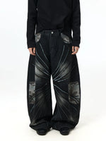 Graffiti Patchwork Wide-Leg Baggy Jeans Pants 1