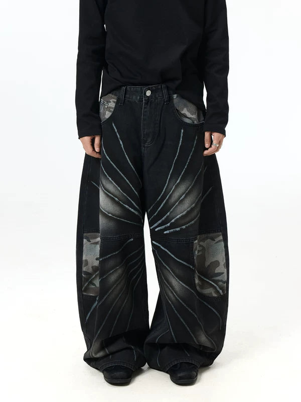 Graffiti Patchwork Wide-Leg Baggy Jeans Pants 1