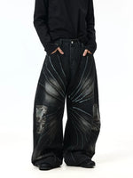 Graffiti Patchwork Wide-Leg Baggy Jeans Pants 2
