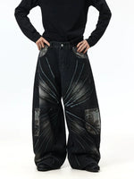 Graffiti Patchwork Wide-Leg Baggy Jeans Pants 3