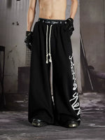 Graffiti Print Double Waistband Wide-Leg Pants 2