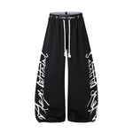 6266855794393,6266855794394,6266855794395,6266855794396, Graffiti Print Double Waistband Wide-Leg Pants