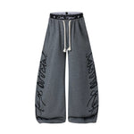 6266855794397,6266855794398,6266855794399,6266855794400, Graffiti Print Double Waistband Wide-Leg Pants
