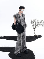 Graffiti Print Padded Shoulder Denim Vest 3