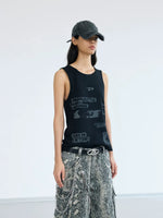 Graffiti Print Ribbed Knit Punk Vest 2