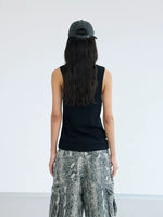 Graffiti Print Ribbed Knit Punk Vest 3