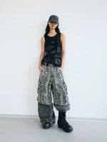 Graffiti Print Ribbed Knit Punk Vest 5