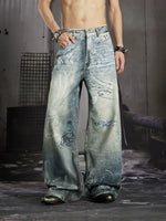 Graffiti Print Straight Leg Jeans 2