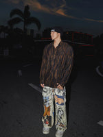 Graffiti Print Wide-Leg Denim Pants 2