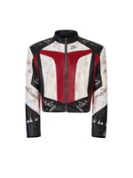 Graffiti Stand Collar Racing Leather Jacket 5