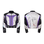6107640303638,6107640303639,6107640303640,6107640303641, Graffiti Stand Collar Racing Leather Jacket