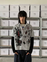 ,6071416306402,6071416306403,6071416306404, Graffiti Stripe Faux Layered Long Sleeve Shirt
