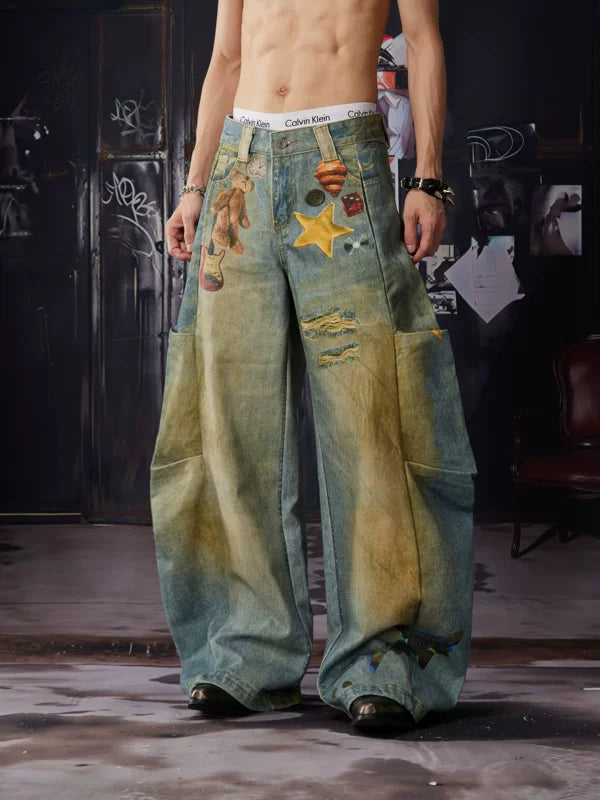 Graffiti Wide-Leg Jeans 2