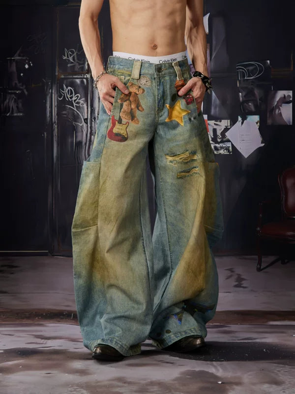 Graffiti Wide-Leg Jeans 3
