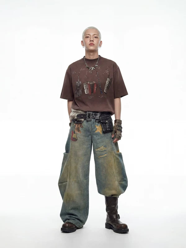 Graffiti Wide-Leg Jeans 5