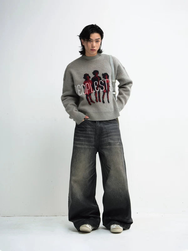 Graphic Crewneck Knit Pullover Sweater 4