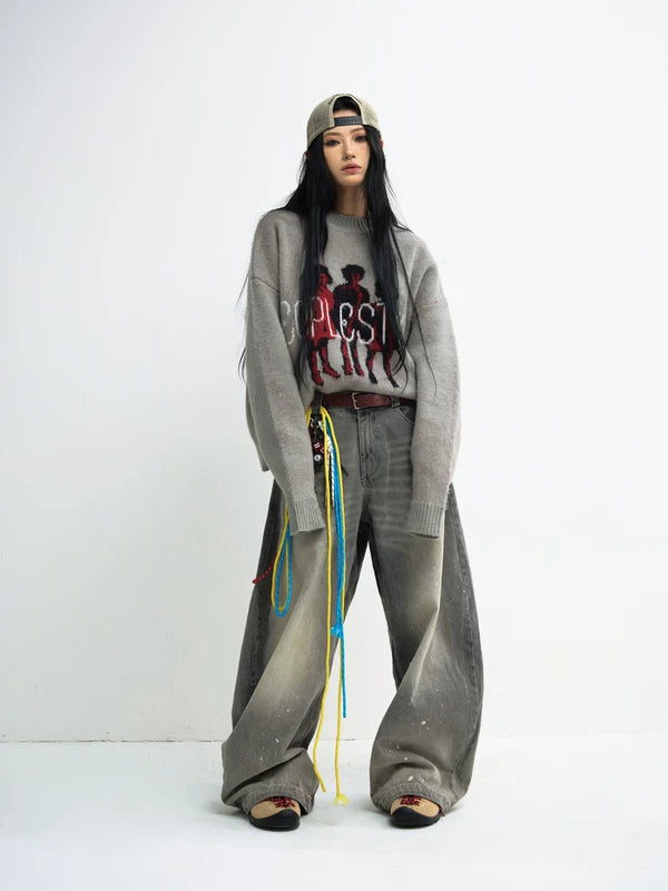 Graphic Crewneck Knit Pullover Sweater 5