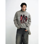 5767292326314,5767292326315,5767292326316, Graphic Crewneck Knit Pullover Sweater