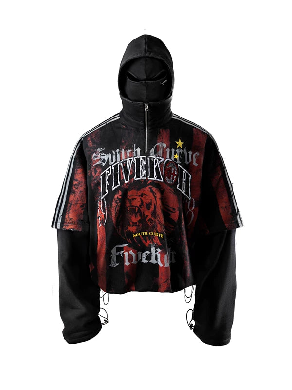 Graphic Double-Layer Hooded Sweatshirt 1