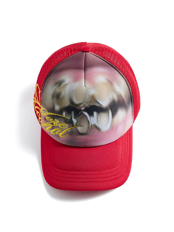 Graphic Embroidered Mesh Trucker Hat 5