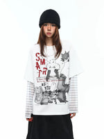 Graphic Faux Two-Piece Long-Sleeve T-Shirt 4