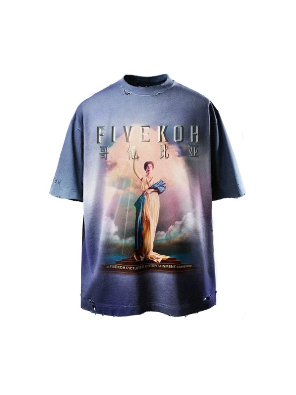 Graphic Gradient Print Crewneck T-Shirt 1
