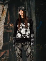 Graphic Henley Patchwork Long Sleeve T-Shirt 2