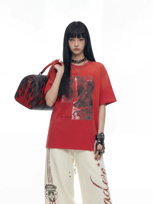 Graphic Print Cotton Streetwear T-Shirt 2
