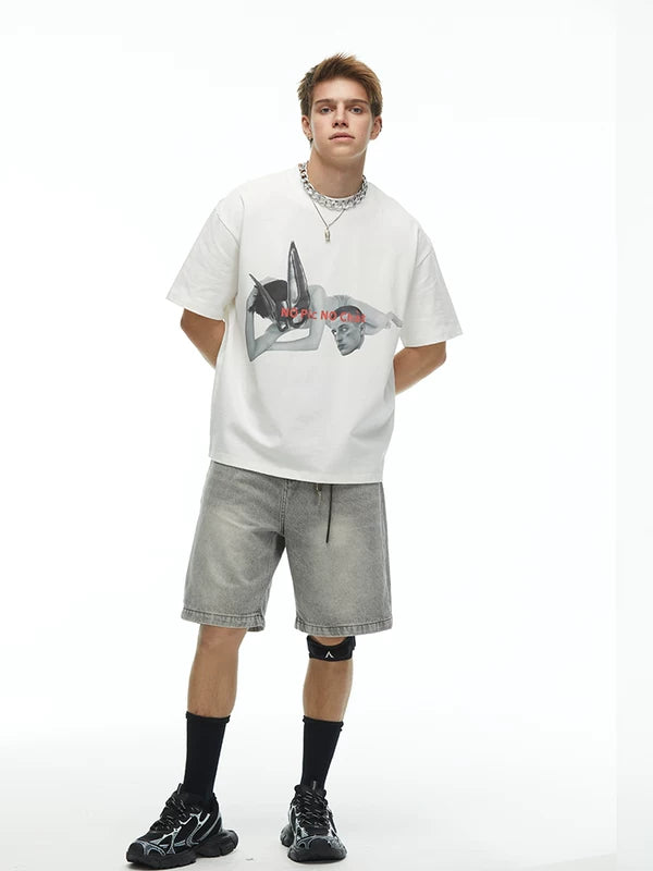 Graphic Print Crew Neck Loose T-Shirt 1