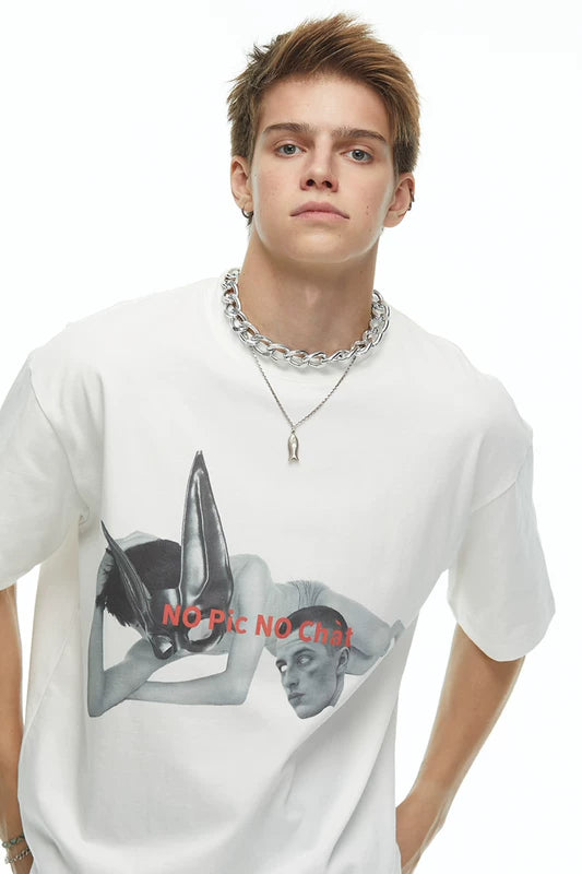 5618882602975,5618882602976, Graphic Print Crew Neck Loose T-Shirt